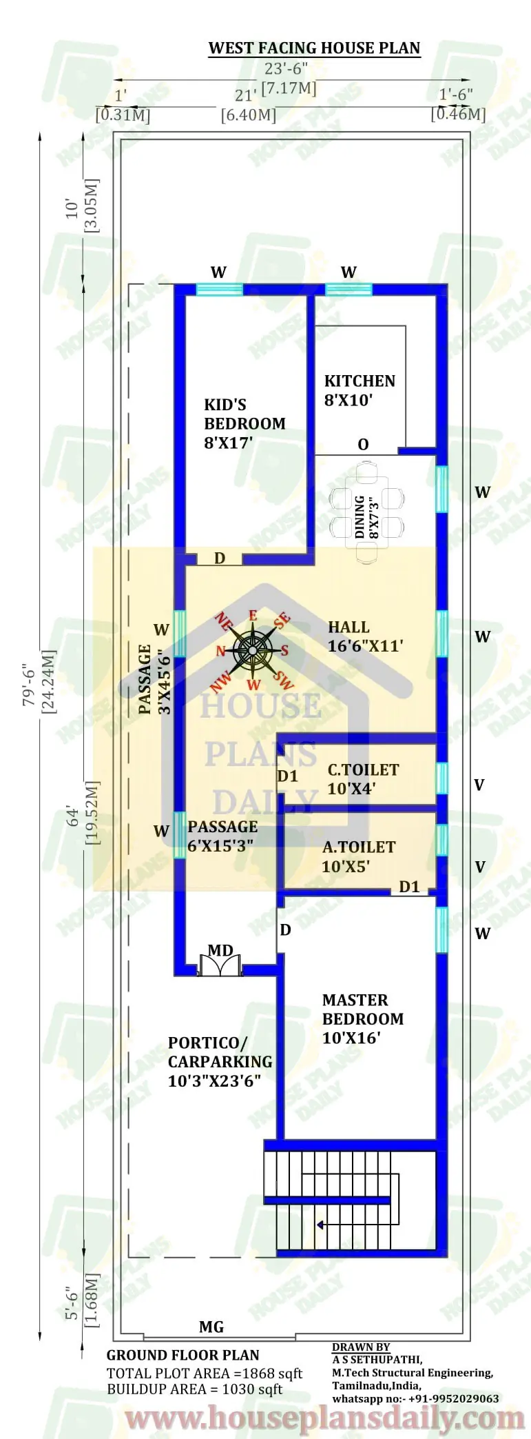Northwest Home | 2bhk North Facing House Plan | West Home