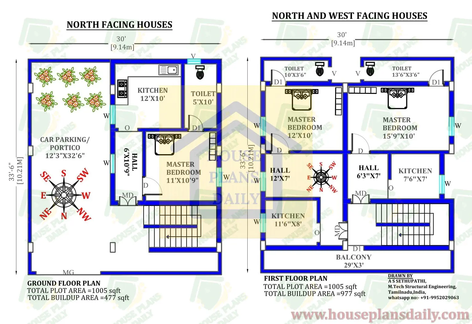 North and West Facing House | Two House Plans