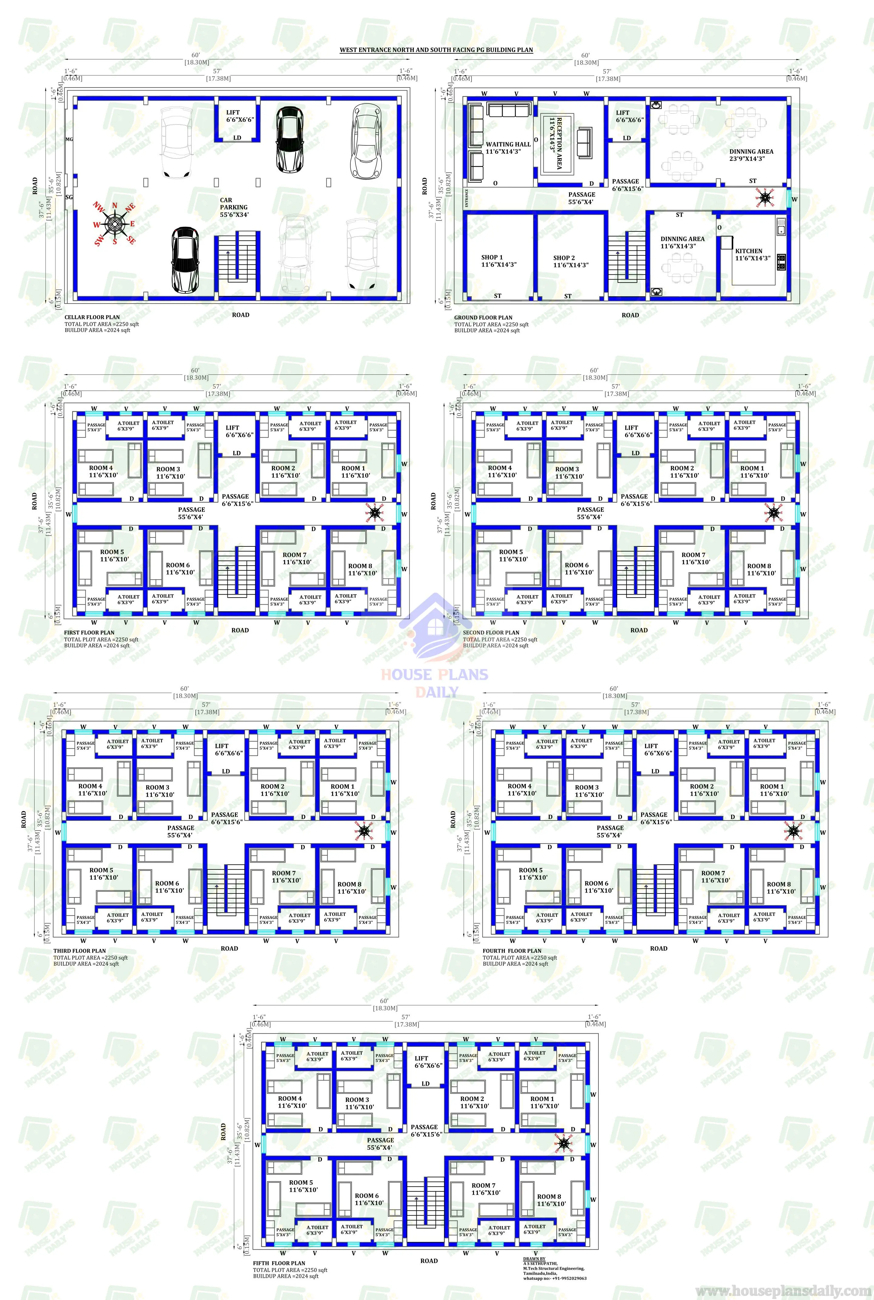 Hostel Plan | Hostel Floor Plan | Hostel Building Plan