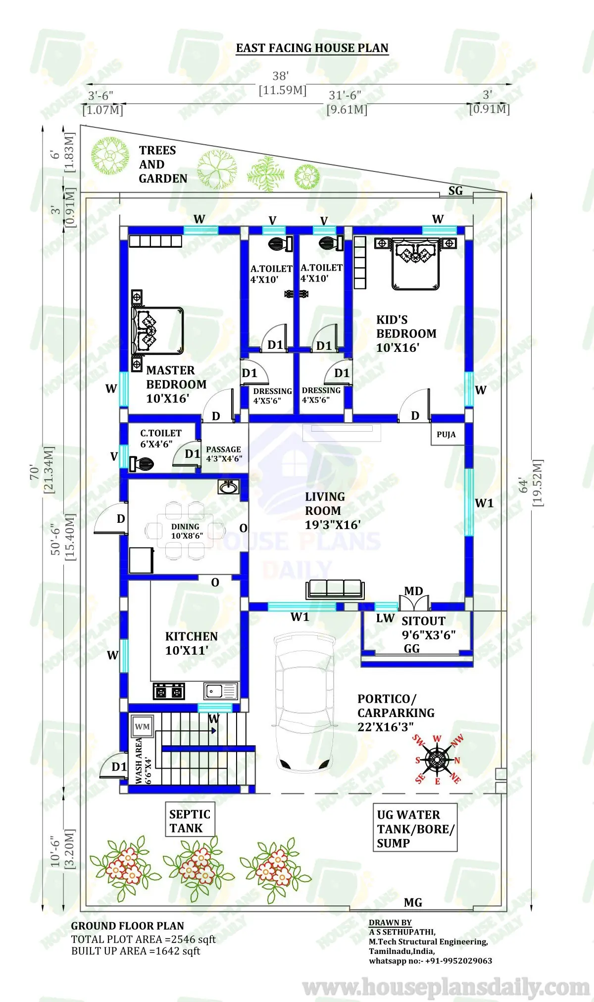 East Facing Home | 2500 Sqft House Plan | 2BHK Floor Plan