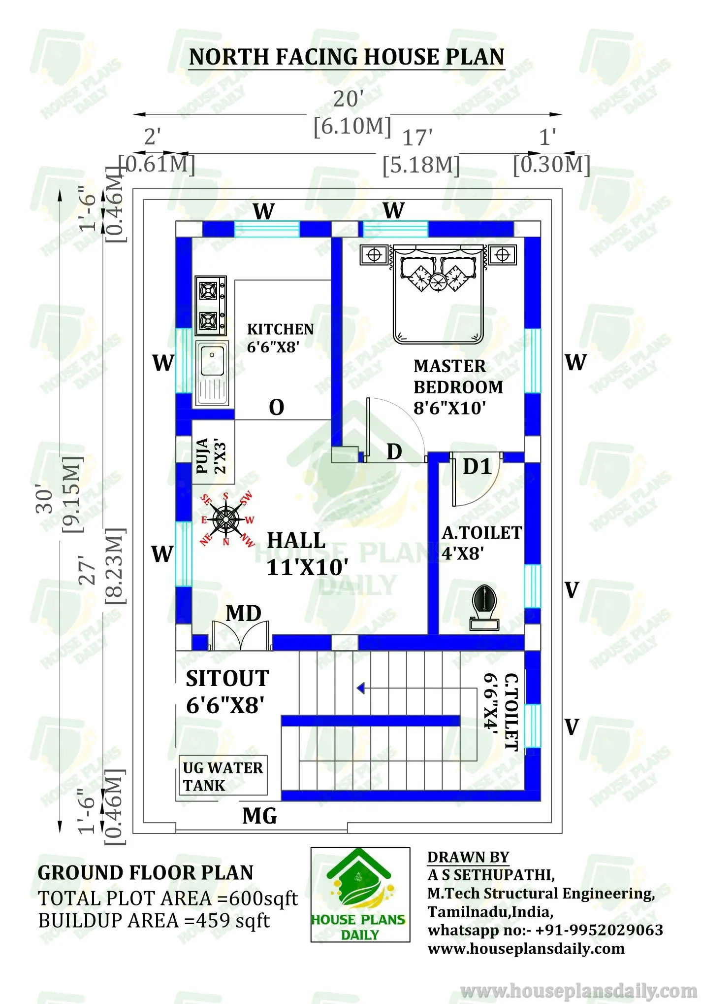 Single Storey House Design | North Facing House Plan as per Vastu Shastra