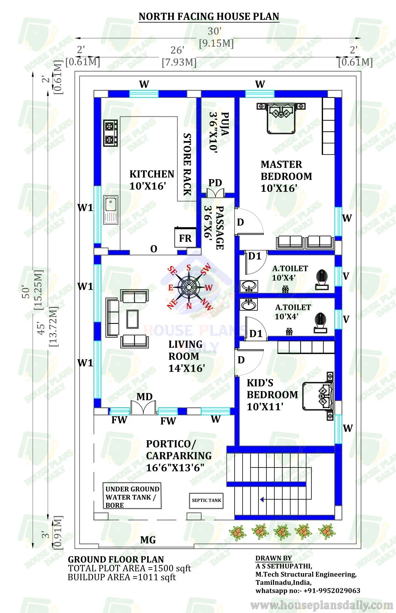 House plans 30x50 | 30x50 House Plan North Facing | Vastu Plan