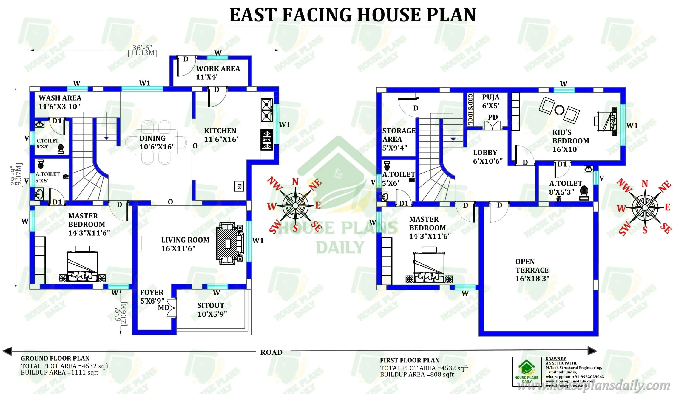 East Facing Duplex House Plan as Per Vastu | Luxury Duplex House Plan India
