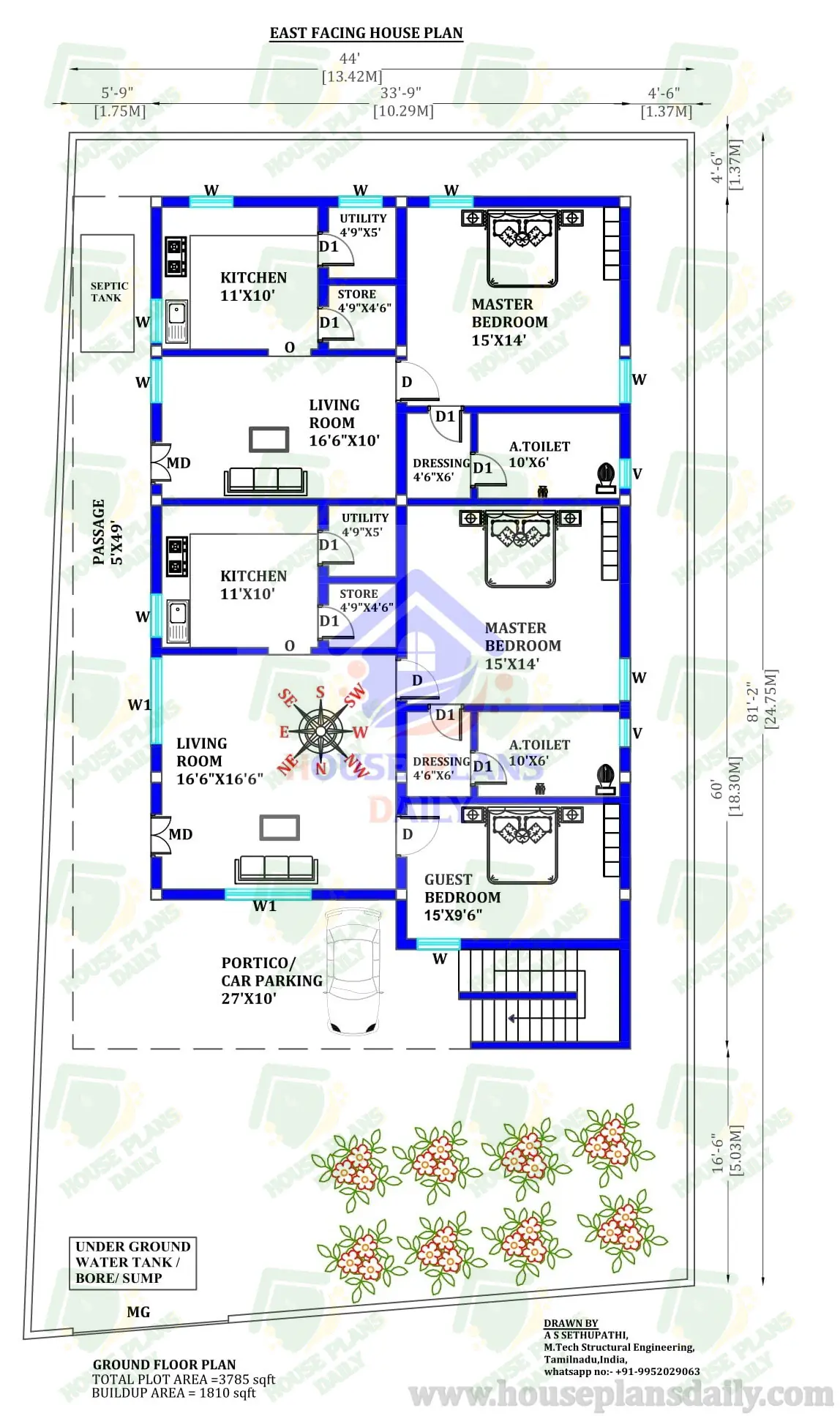 North East House | Three Story House | Rent House Plan