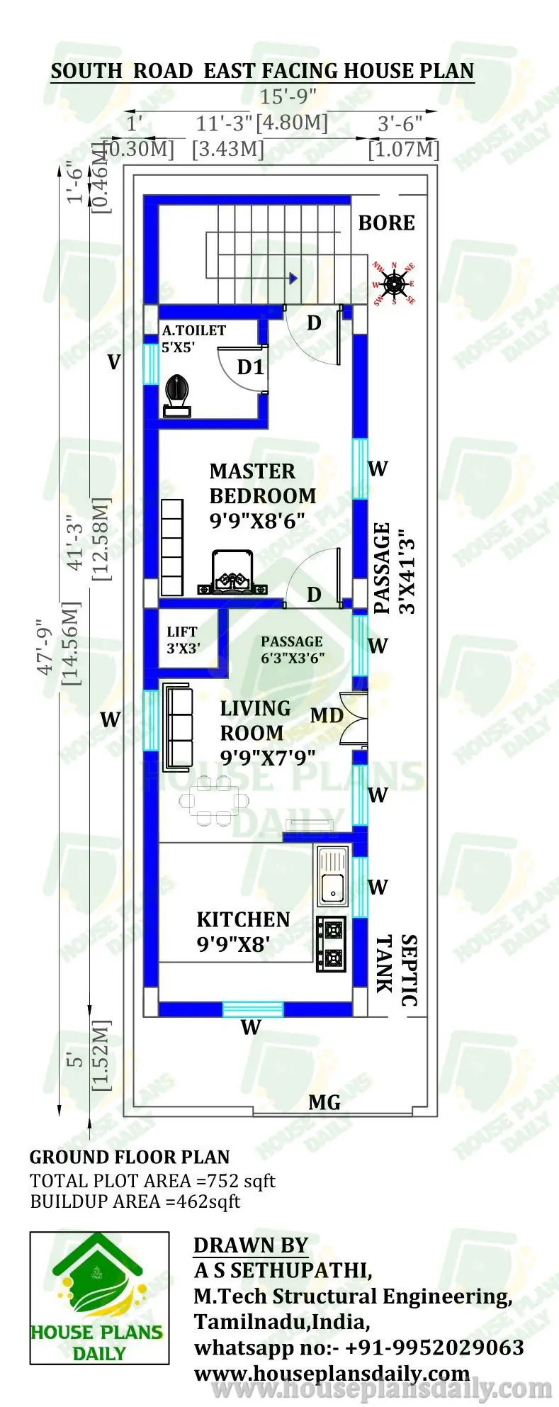 South Road East Facing House Design | Single Bedroom Design