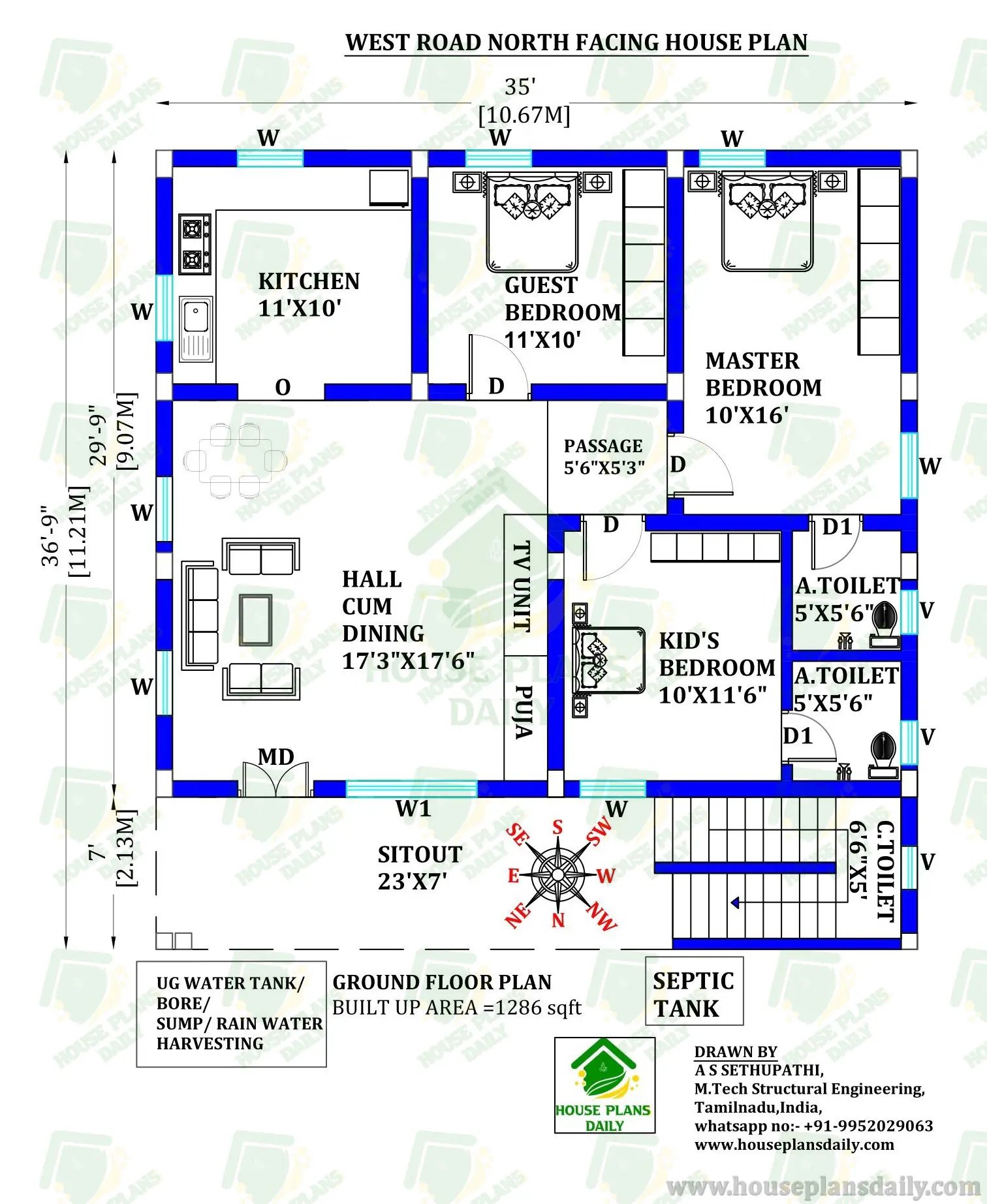 1BHK House Plan | 3BHK House | Vastu House Plan