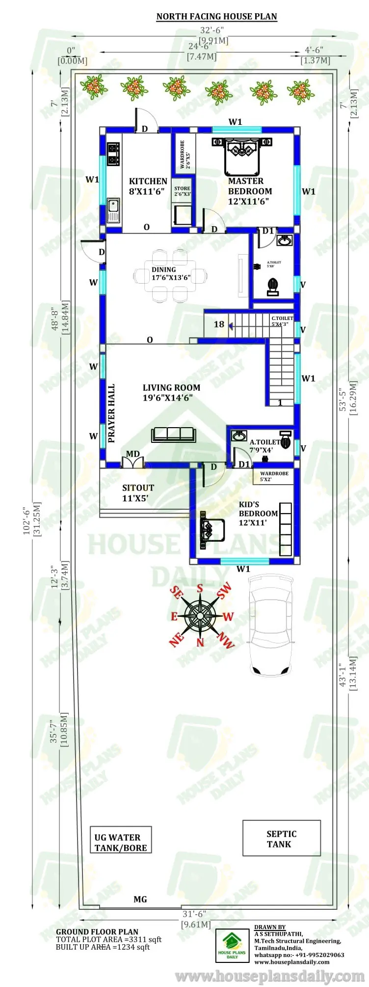 NORTH FACING GROUND FLOOR PLAN |    2 BEDROOM NORTH FACE FLOOR LAYOUT