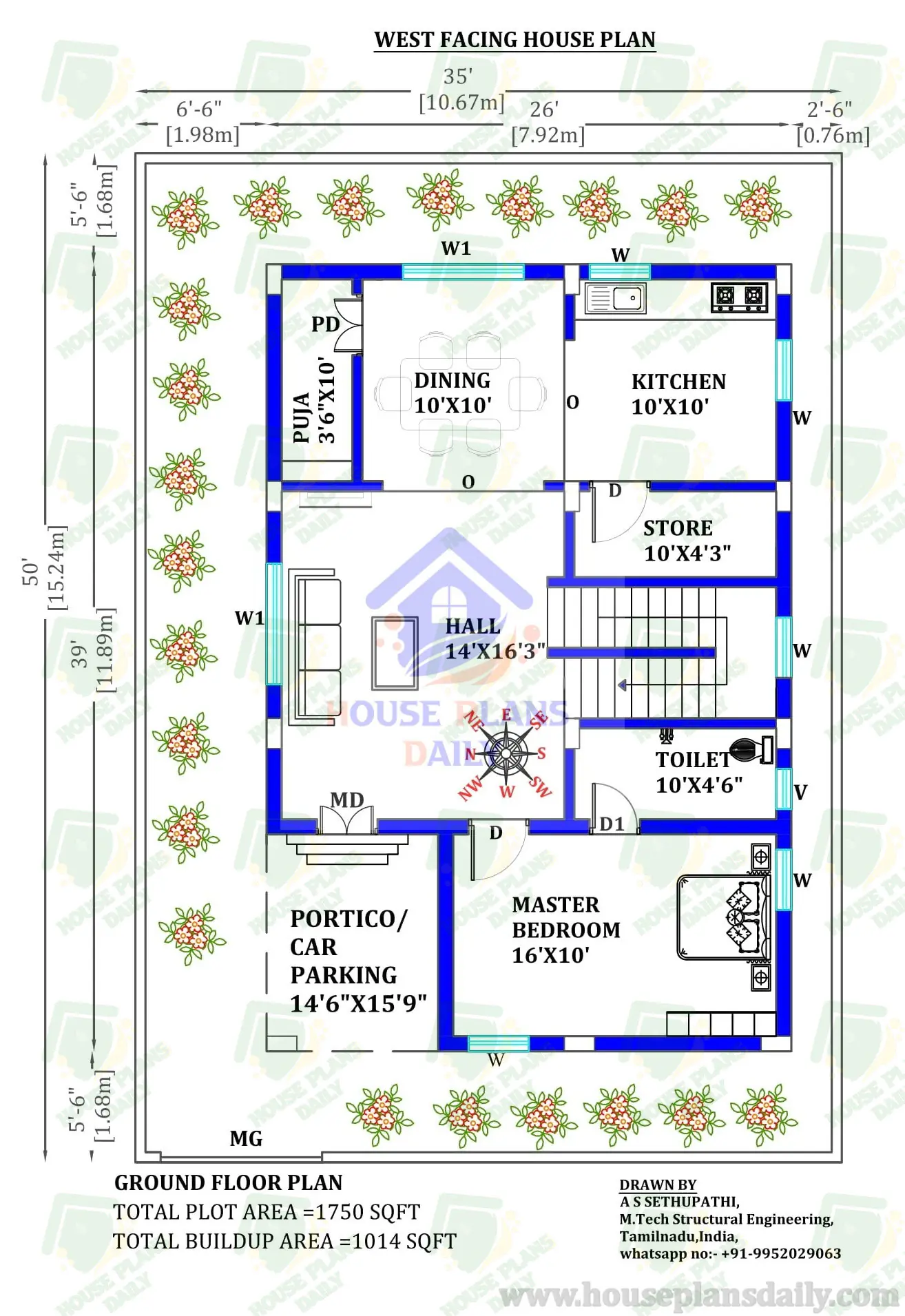 3 Bedroom House Plans | West Facing Vastu Plan | Vastu For Home