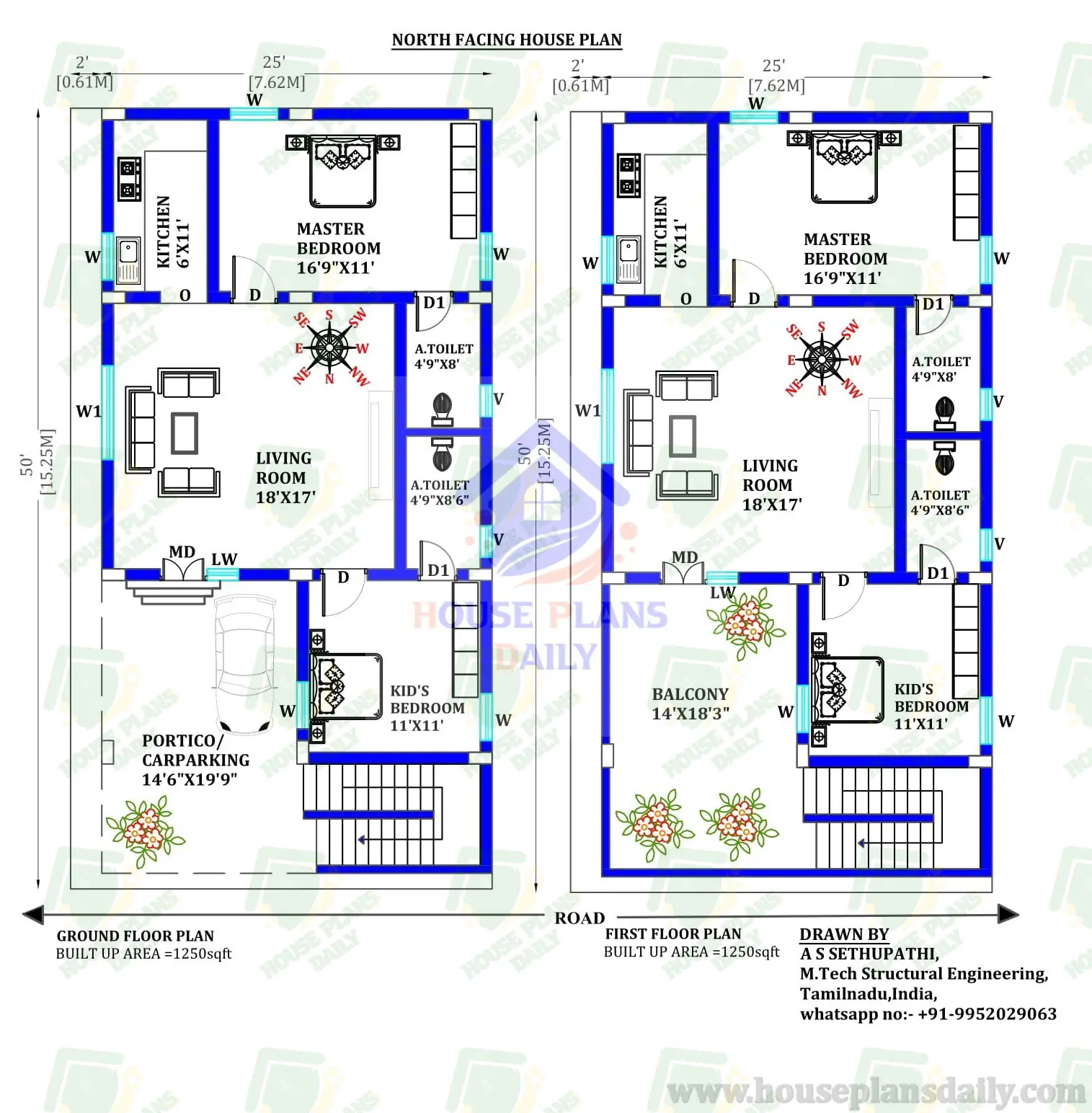 Normal Elevation | 25x50 House Plan | 2BHK Home