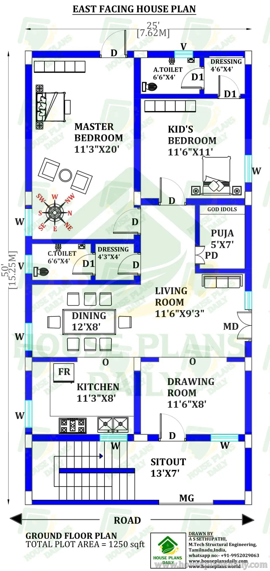 Indian Ground Floor House Plan | 25x50 House Plan