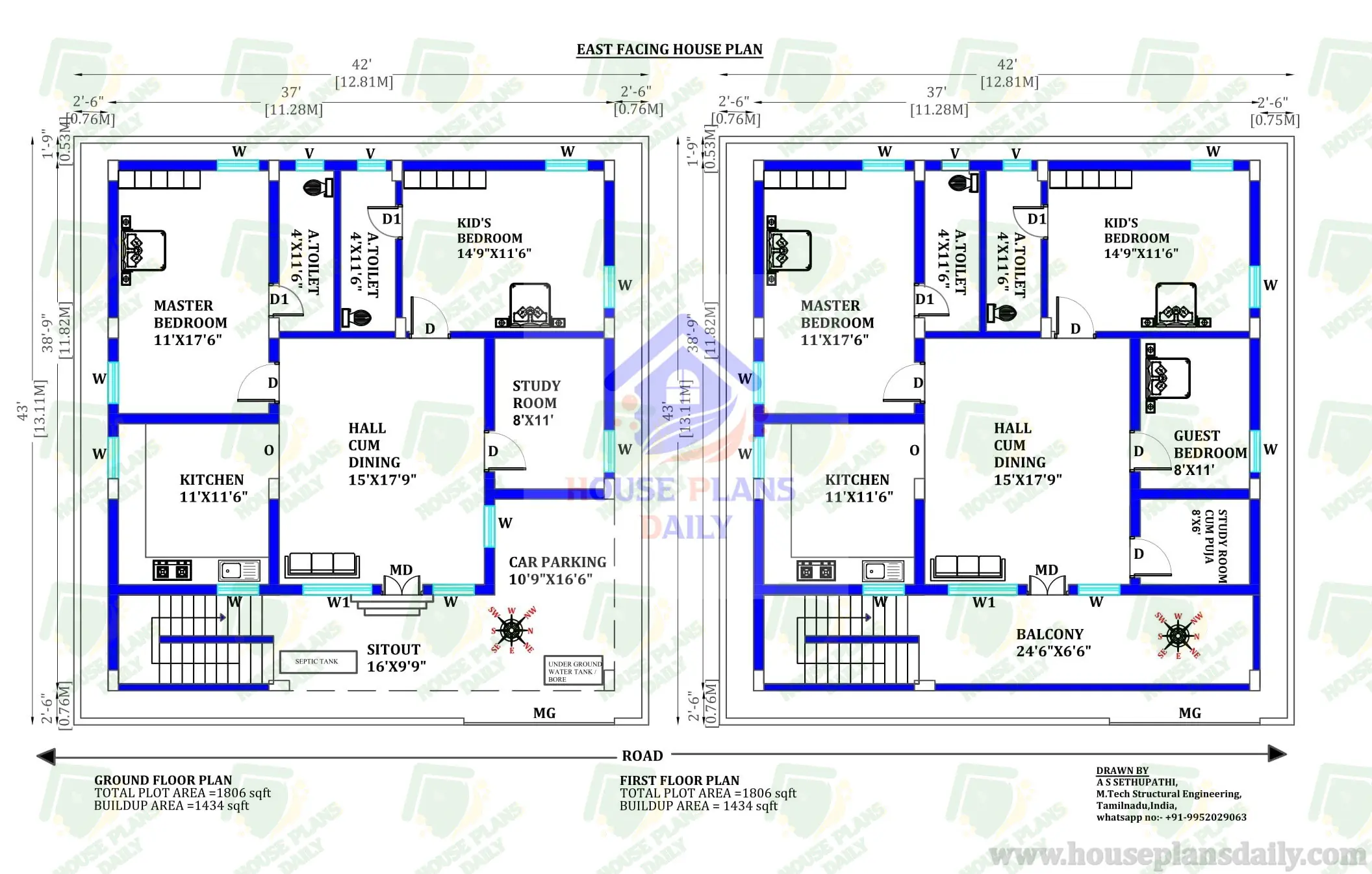 House Plan with Structural Drawing | 1800 Sqft House Plan | 1800 sqft House Design