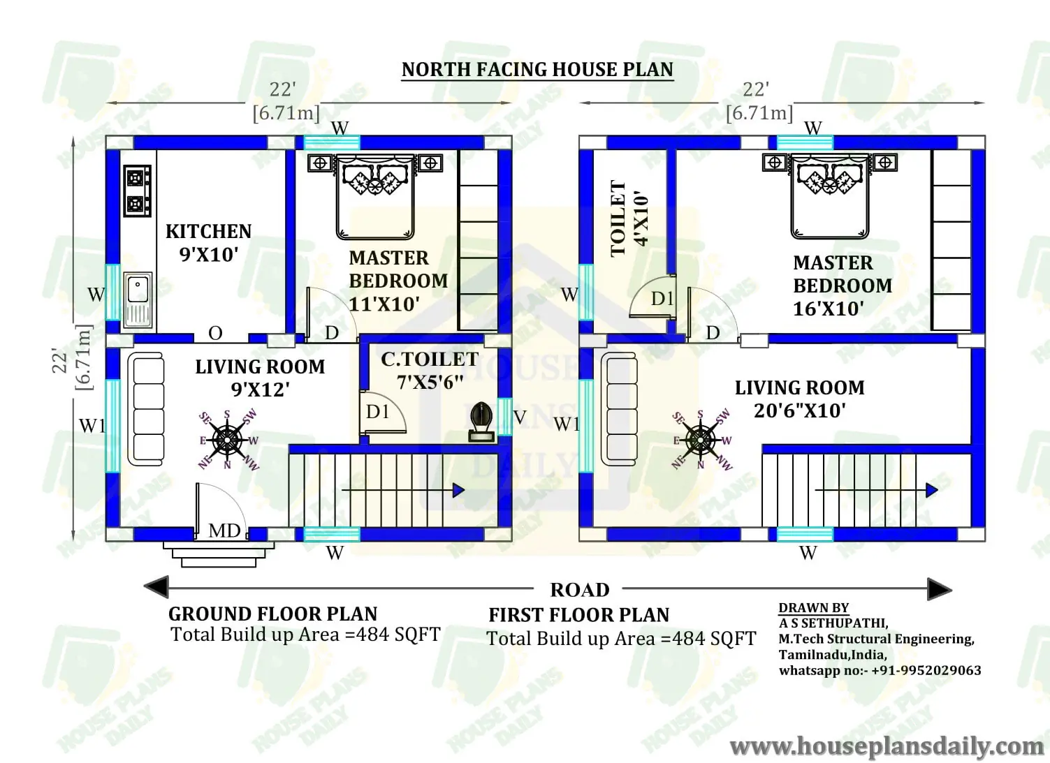 22x22 North Face Building Plan
