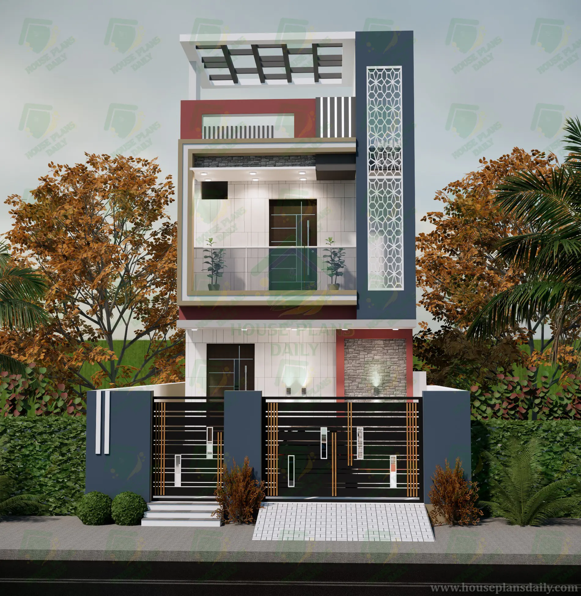 20x55 House Designs Plan | Home Elevation | Duplex House