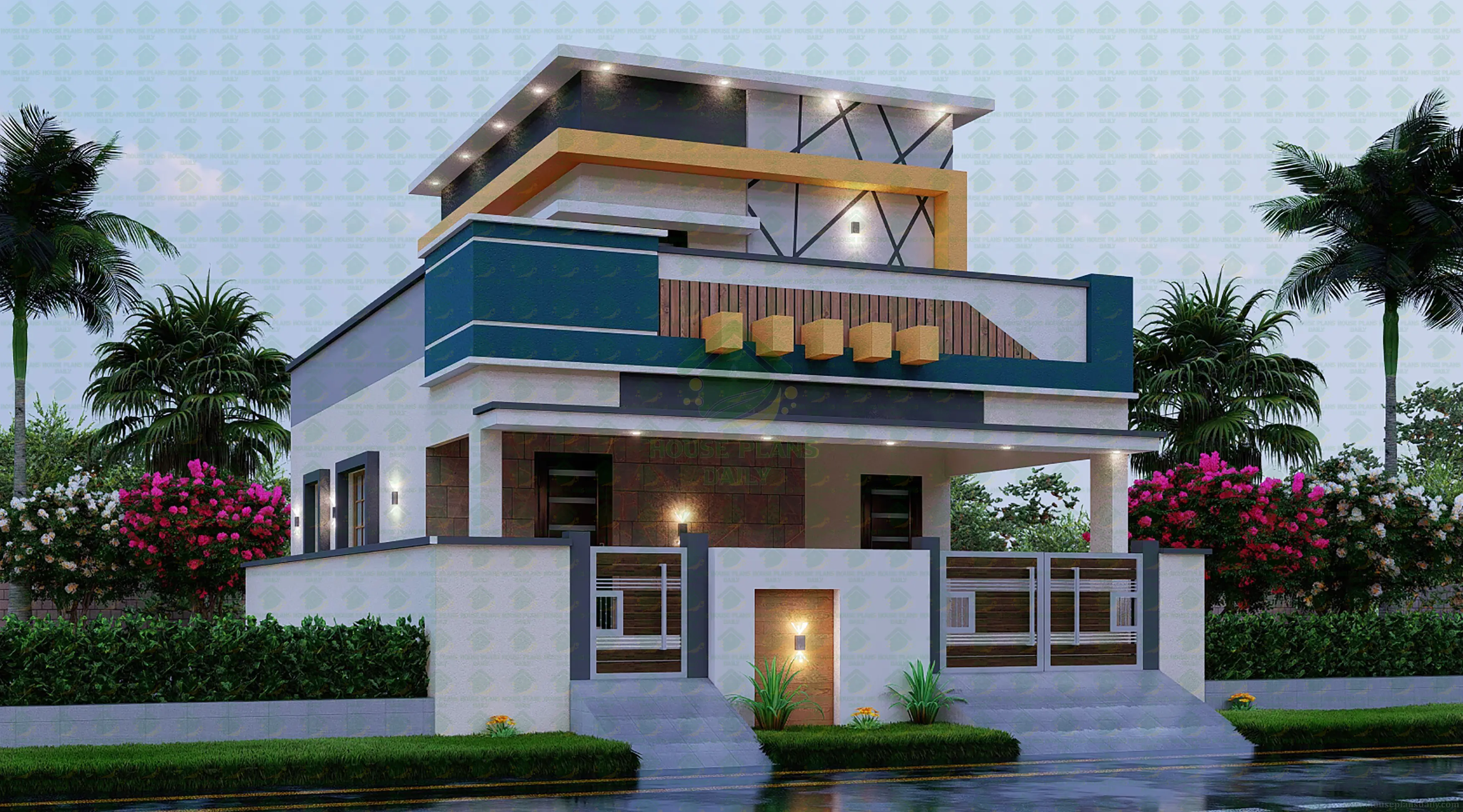 Elegant Duplex Residence Layouts and 3D Front Elevations