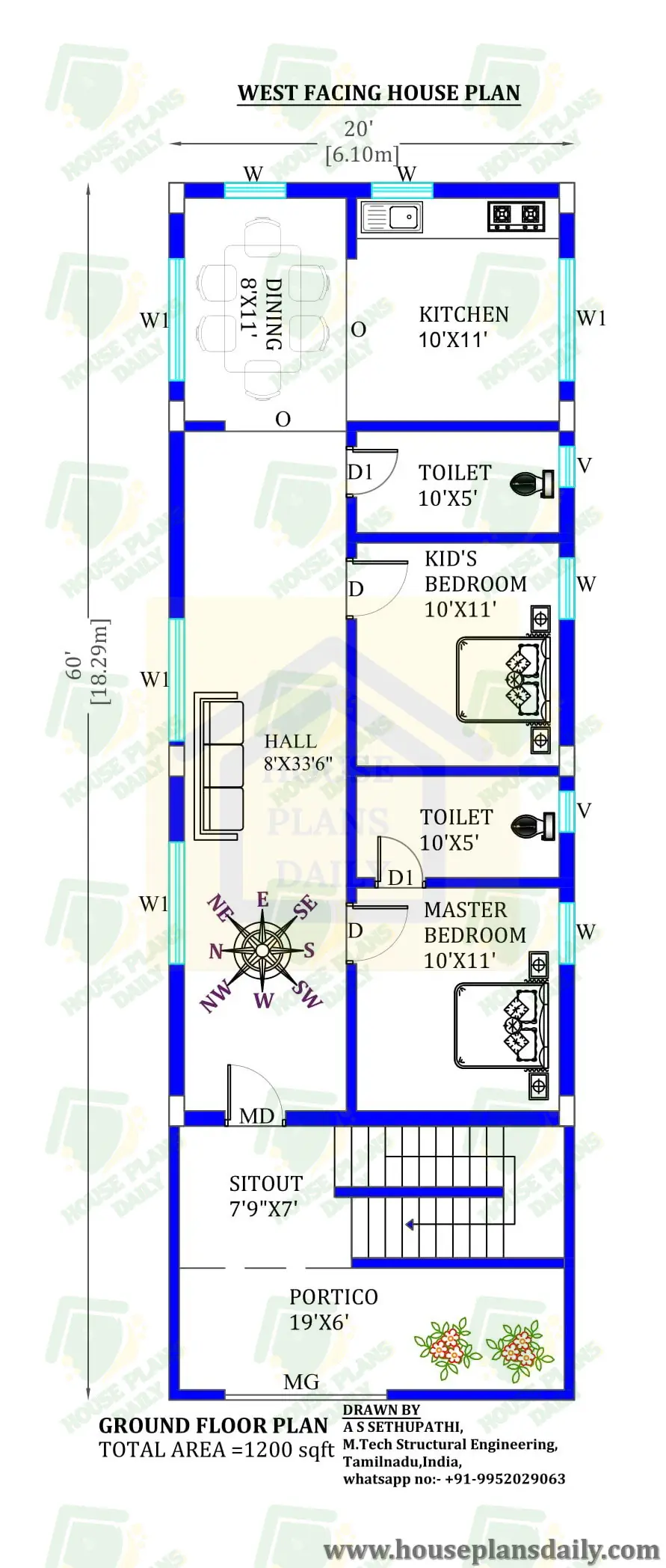 20x60 House Plan | Home Ideas | Simple Floor Plan