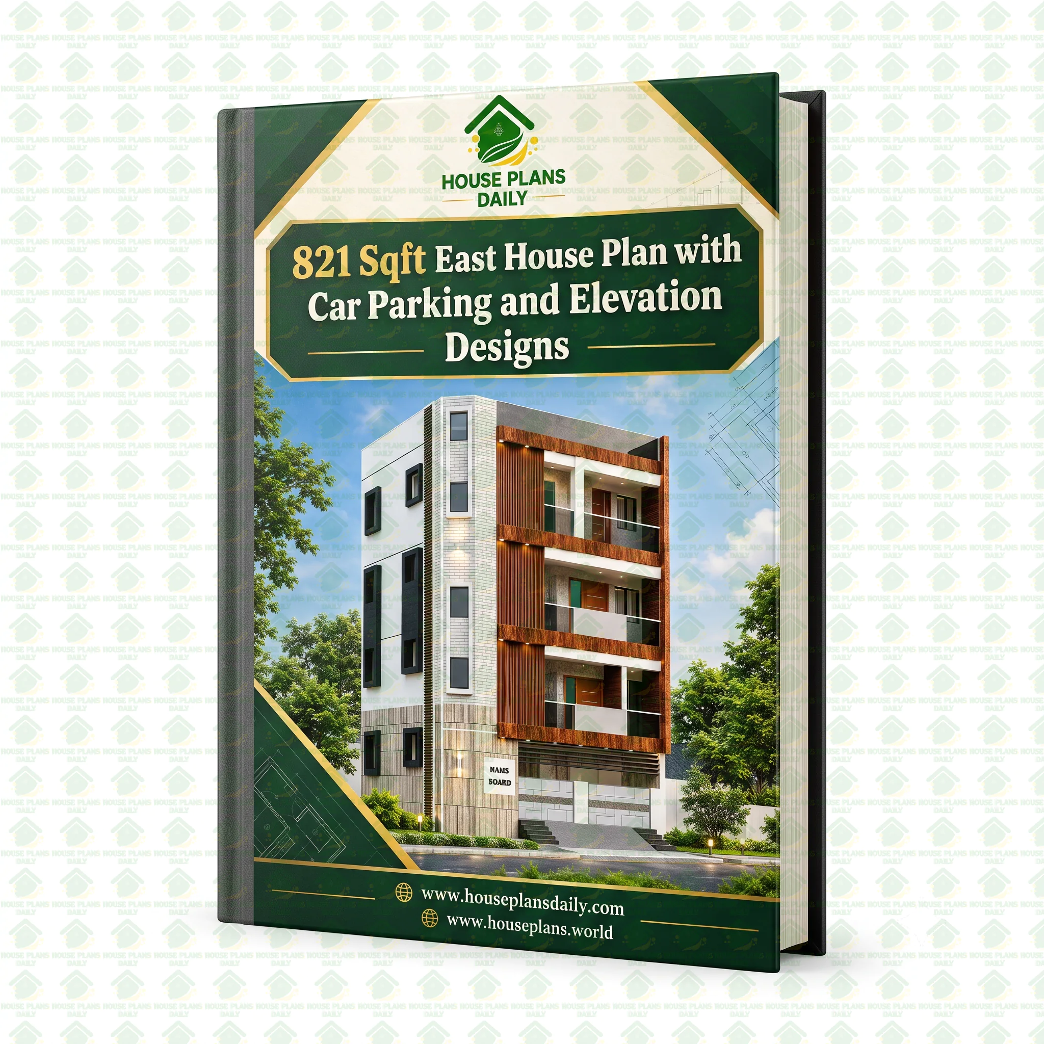821 Sqft East House Plan with Car Parking and Elevation Design