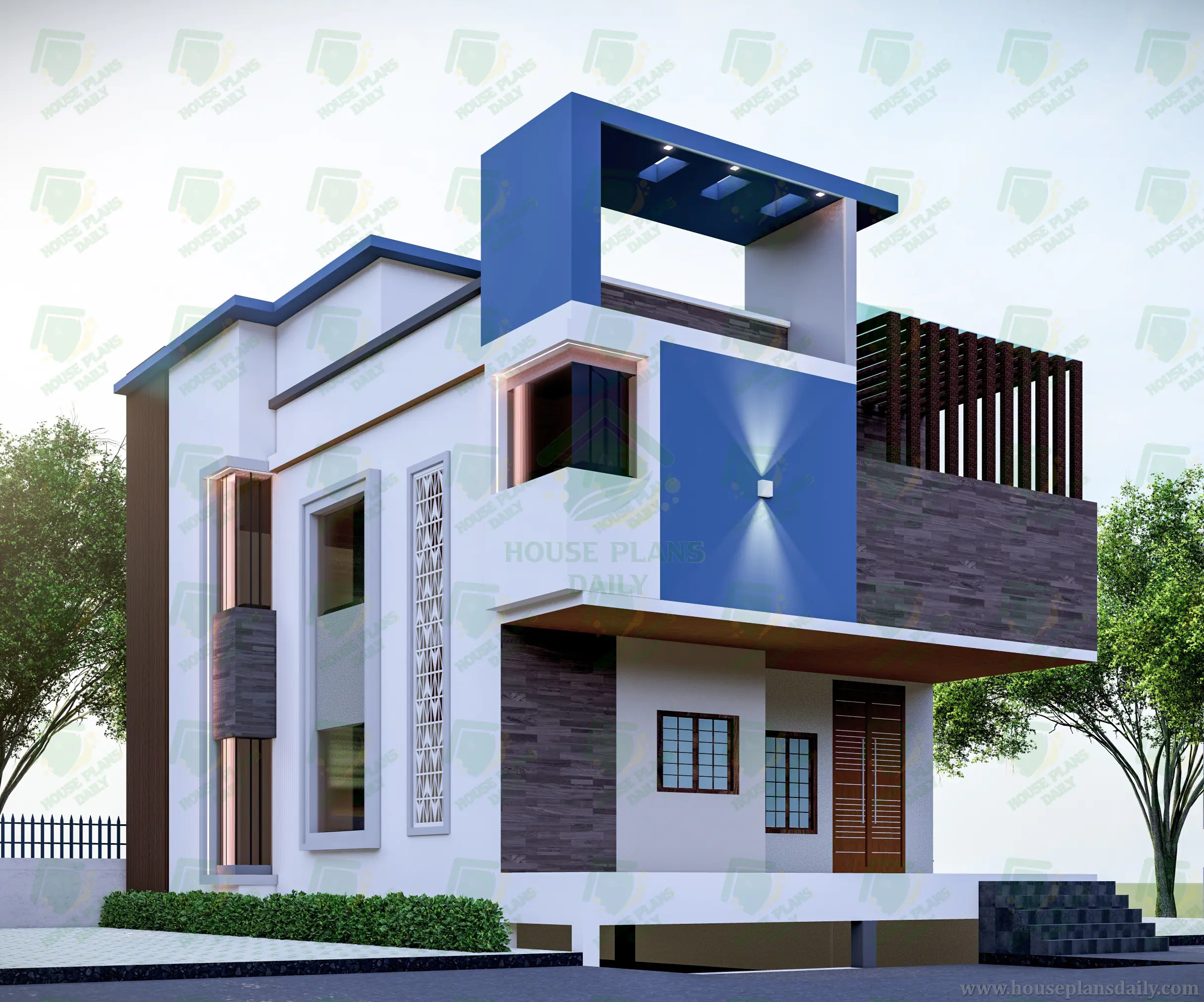 East Facing Duplex House Plan with Elevation Design | 4100 Sqft