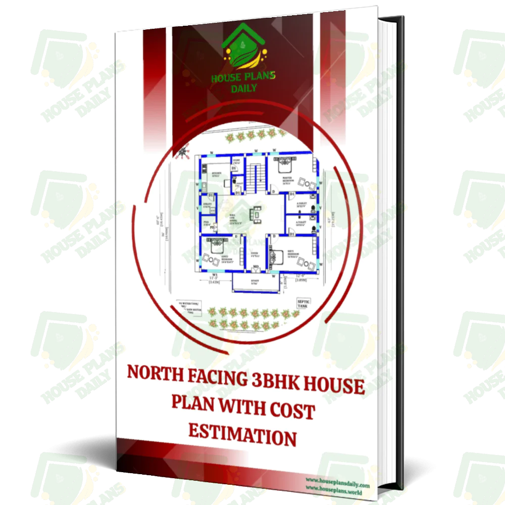North Facing 3BHK House Plan with Cost Estimation