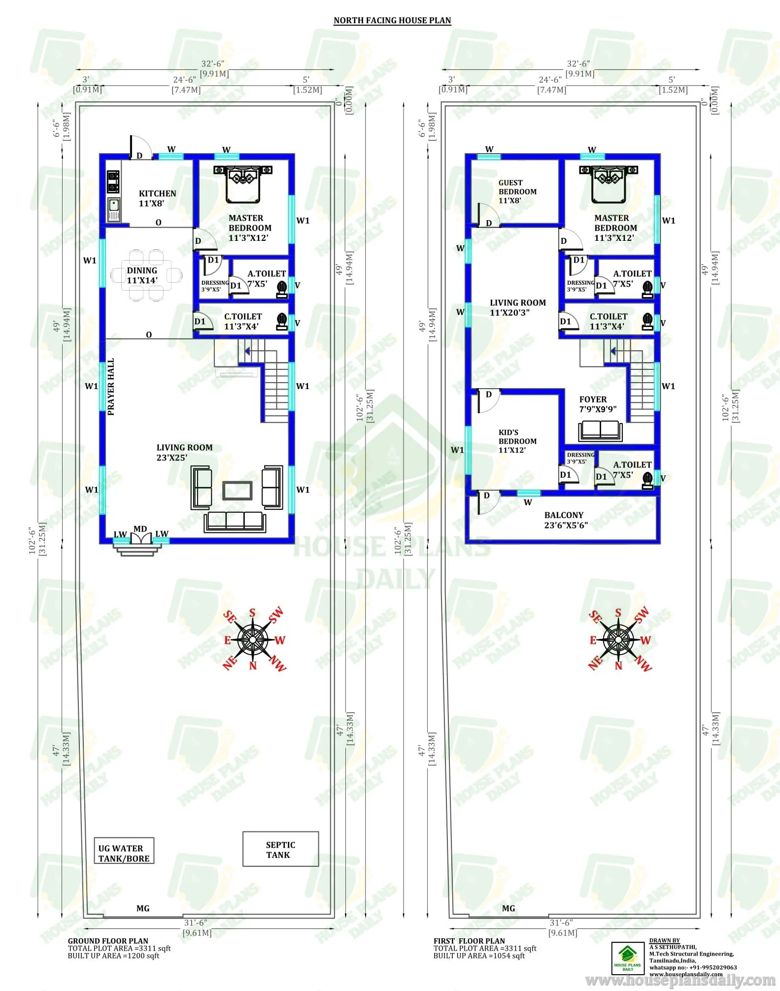 SOUTH-FACING 3 BHK HOUSE LAYOUT | 900 SQ FT COMPACT SOUTH FACING HOME