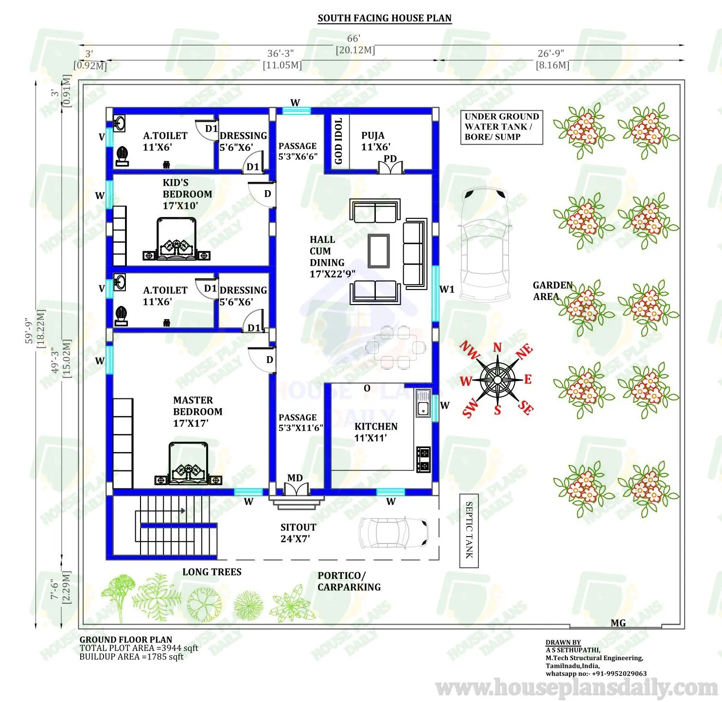 4000 Sq Ft House | South Facing House Plan | Simple Home Plan