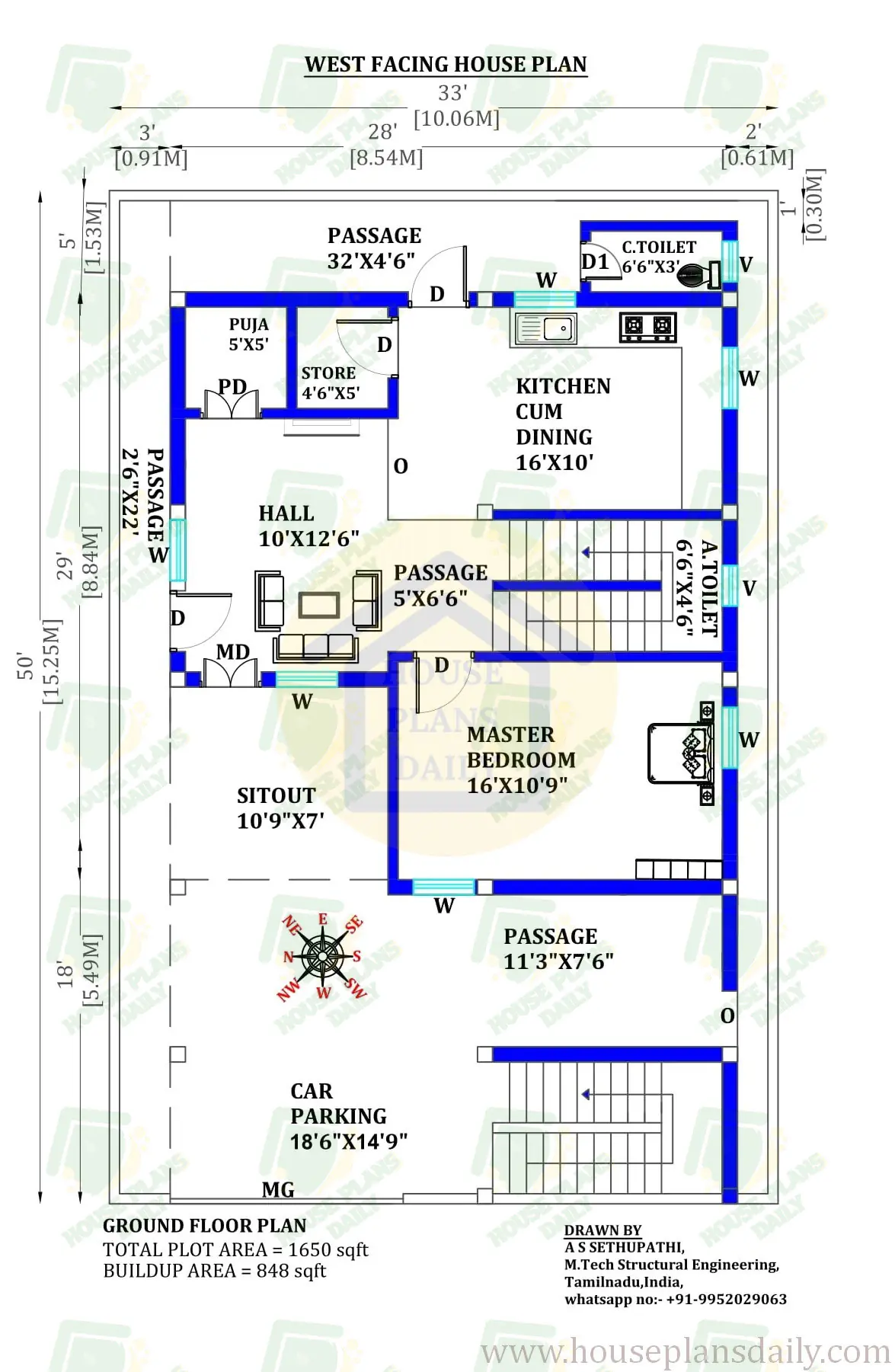 North and West Facing House Plans