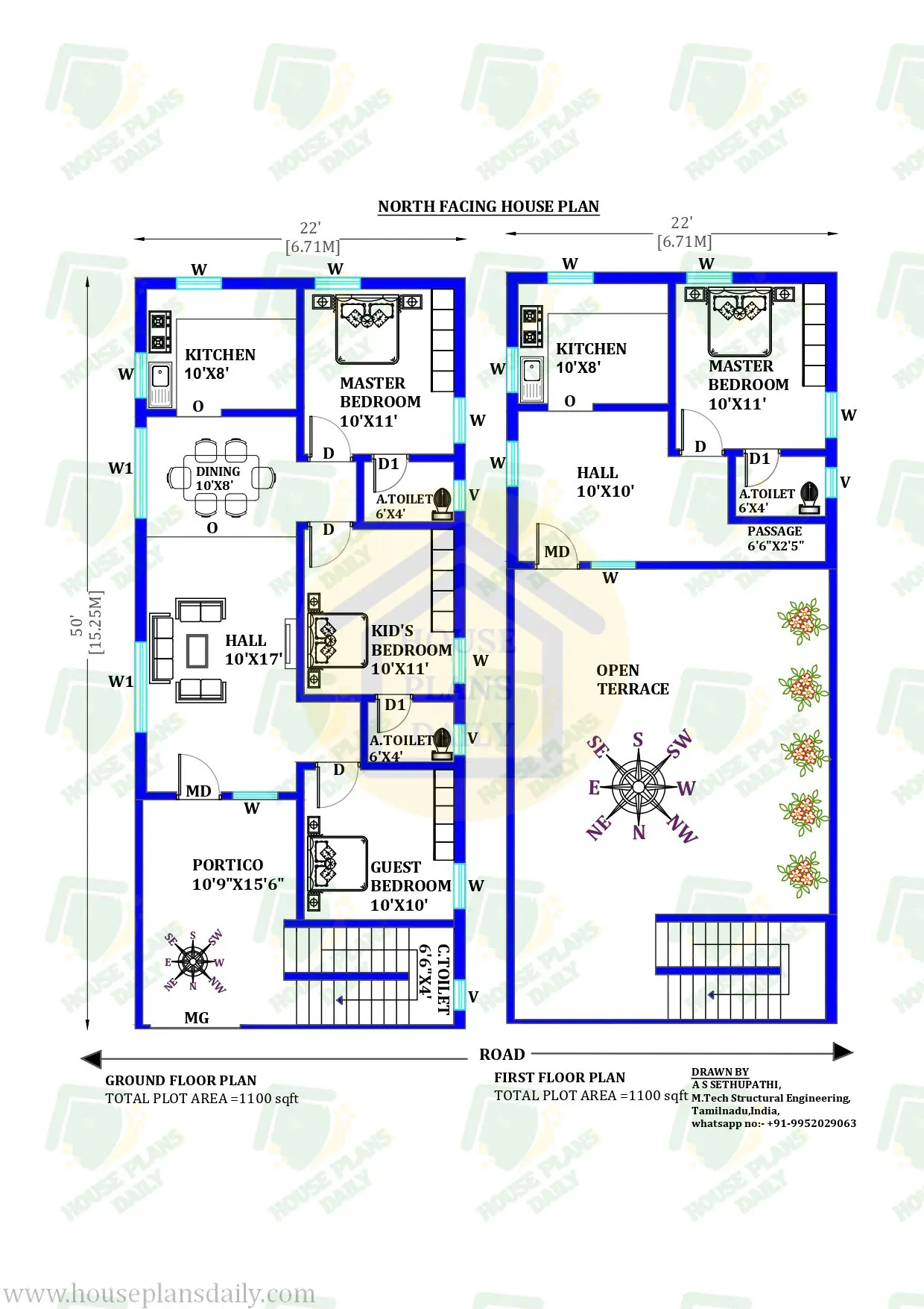 3BHK North Facing House | Two Story Building | 1 Bedroom House