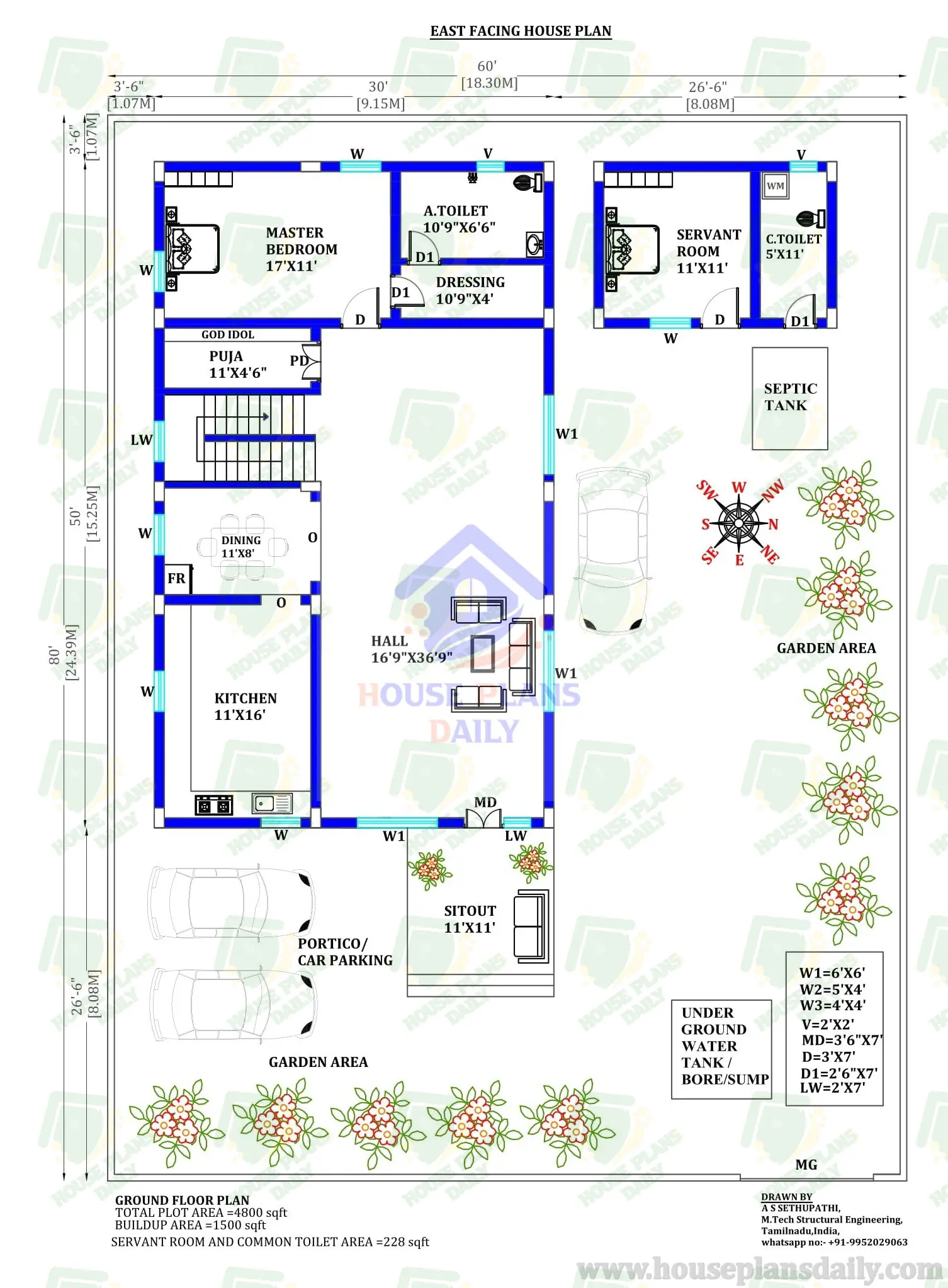 East Facing House Plan | East Home | 4 Bedroom House Plan