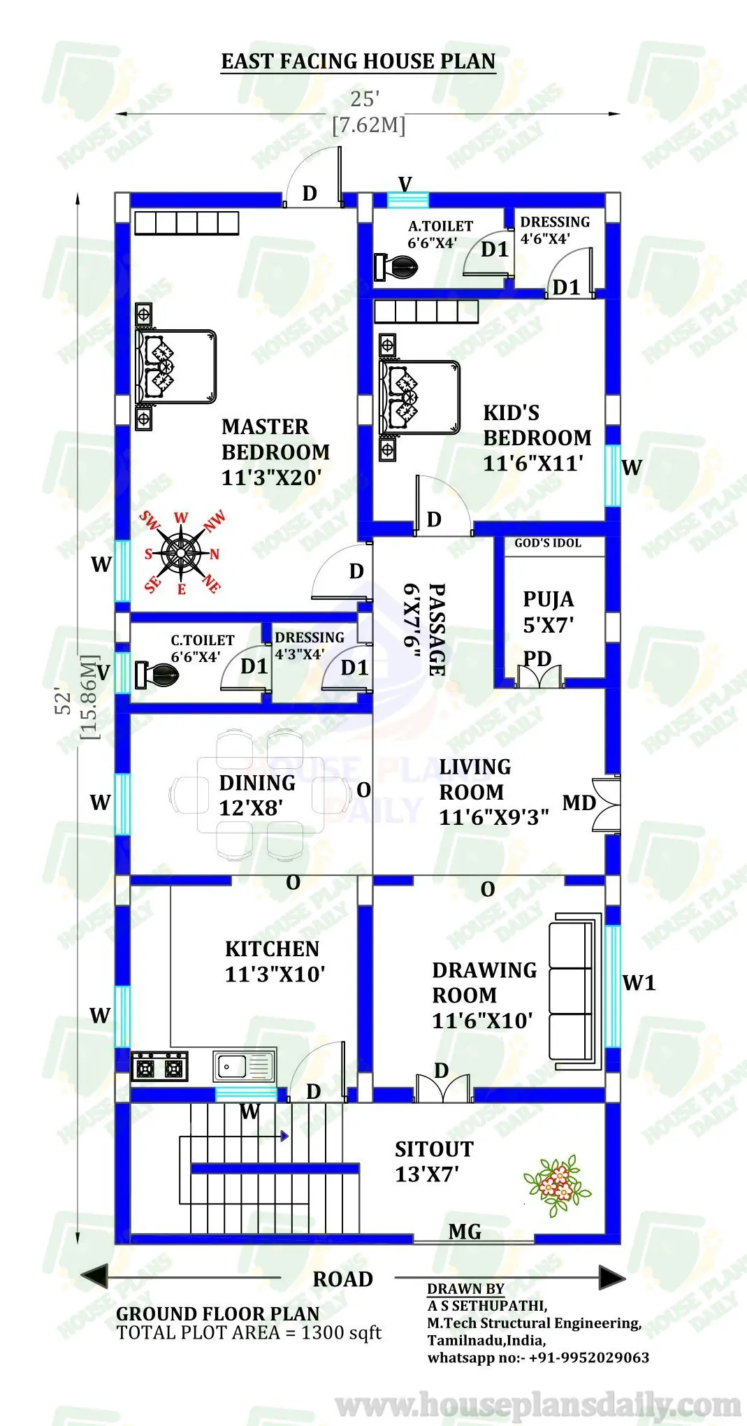 Vastu House Plans East Facing House | Single Storey Home Design