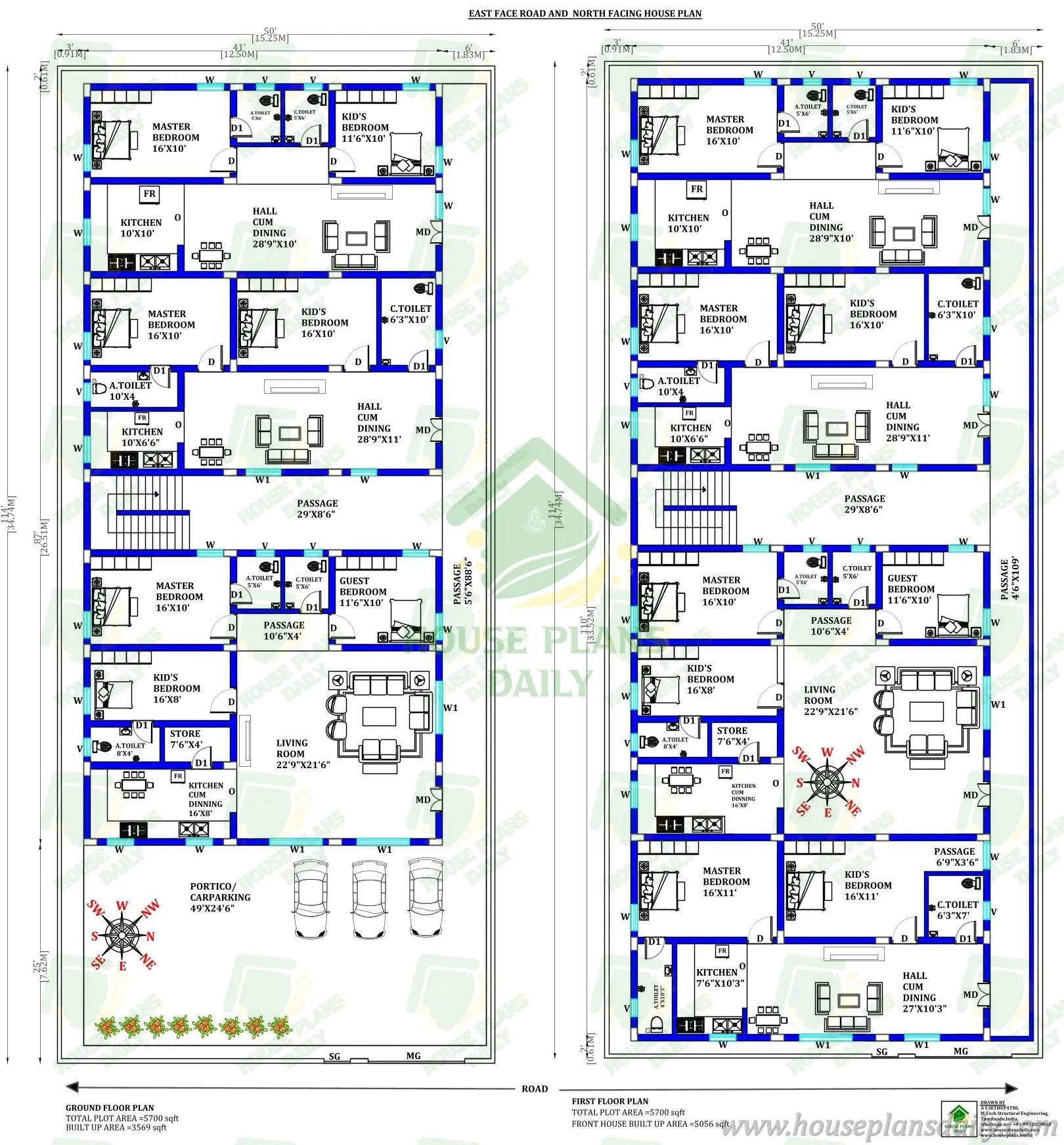 Multi Unit House Plan India | North Facing Multi Family Apartment Plan