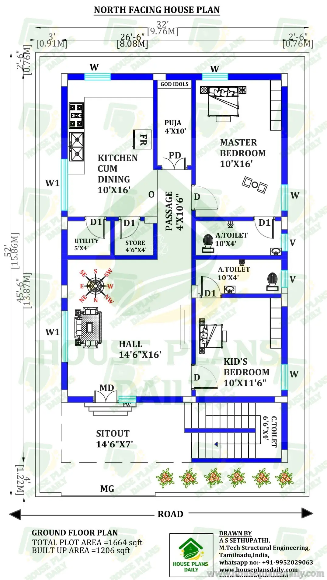 North Facing House Plan | Free House Plans